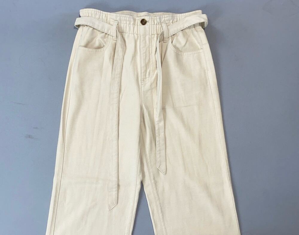 J Crew CL241 Women's Paper Bag Full Length Belted Casual Pants. Linen Look. 4.
